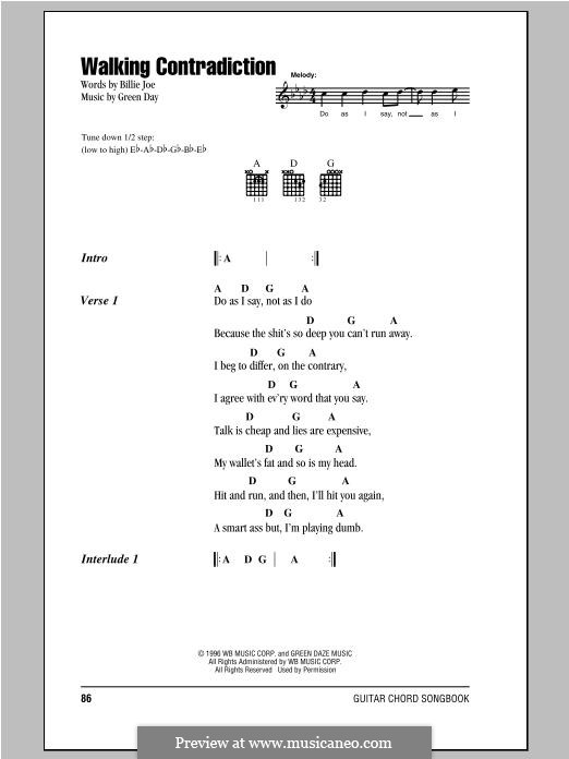 Walking Contradiction: Lyrics and chords by Green Day