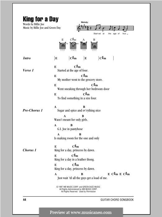 King for a Day: Lyrics and chords by Green Day