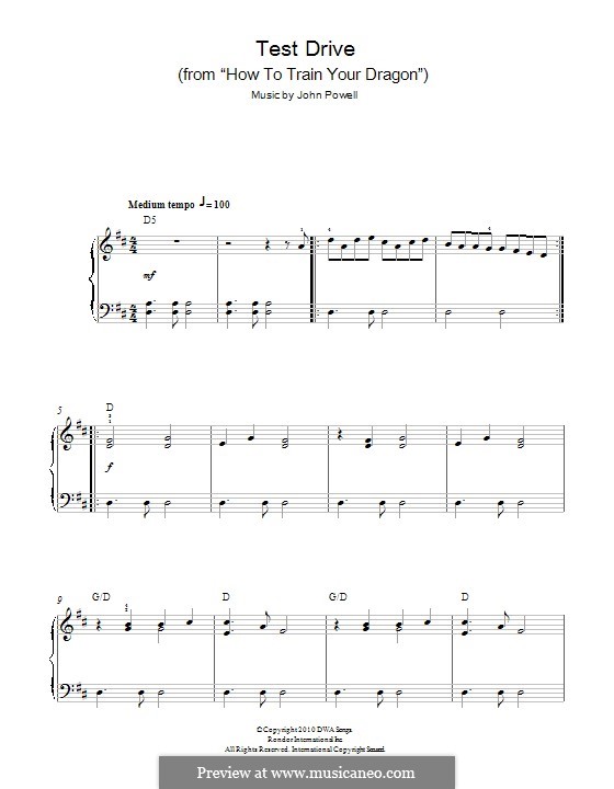 Test Drive (from 'How to Train Your Dragon'): For piano by John Powell