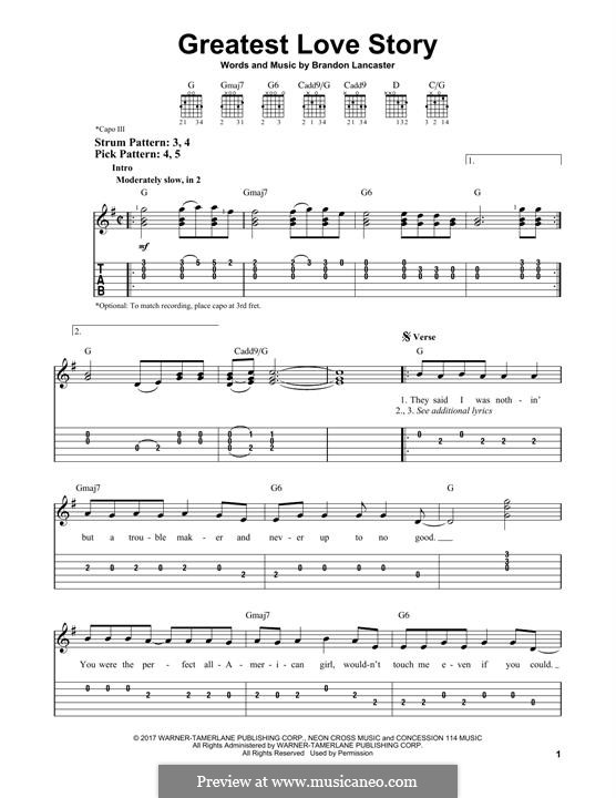 Greatest Love Story (LANco) by B. Lancaster - sheet music  