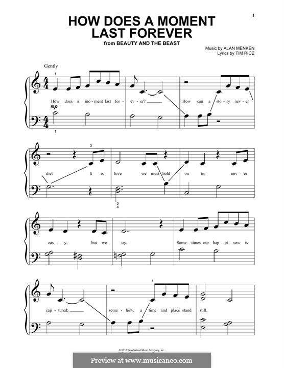 How Does a Moment Last Forever (Celine Dion): For piano by Alan Menken