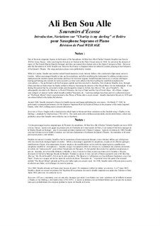 Souvenirs d'Écosse Introduction, Variations sur 'Charley is my darling' et Boléro for soprano saxophone and piano: Souvenirs d'Écosse Introduction, Variations sur 'Charley is my darling' et Boléro for soprano saxophone and piano by Ali Ben Sou Alle