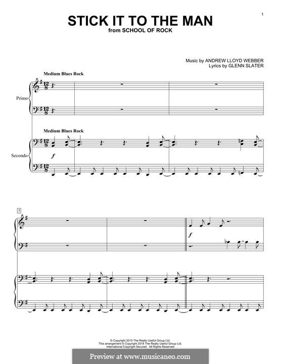 Stick It to the Man (from School of Rock: The Musical): For piano by Andrew Lloyd Webber