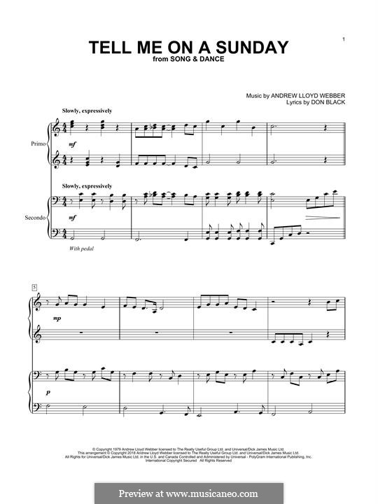 Tell Me on a Sunday: For piano by Andrew Lloyd Webber