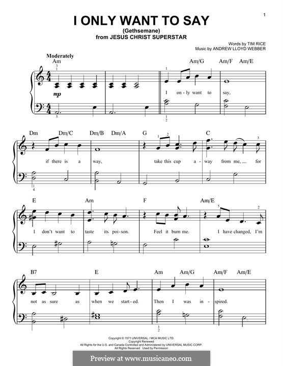 I Only Want to Say (Gethsemane) by A.L. Webber sheet music on MusicaNeo
