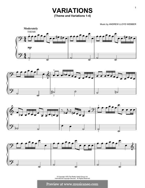 Theme and Variations 1-4: For piano by Andrew Lloyd Webber