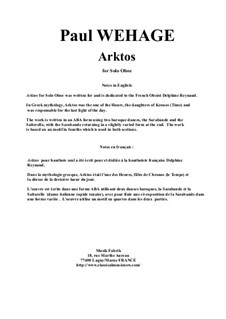 Arktos for solo oboe: Arktos for solo oboe by Paul Wehage
