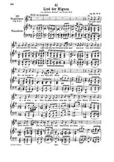 No.3 Song of Mignon: For low voice and piano by Franz Schubert