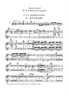 Le tombeau de Couperin for Orchestra, M.68a: Flutes part by Maurice Ravel