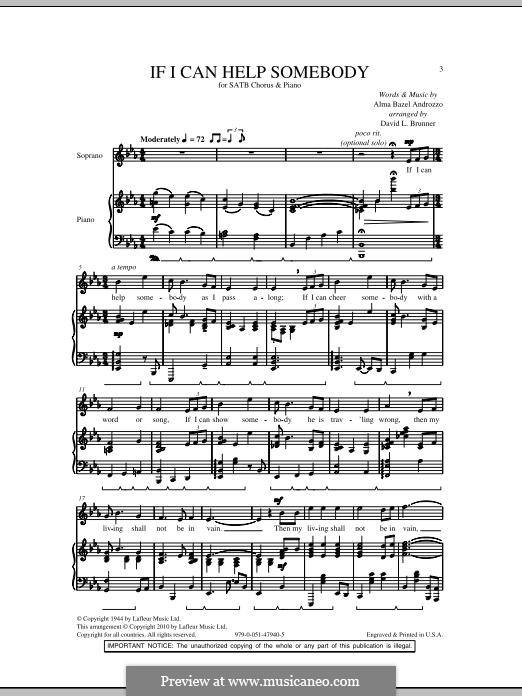 If I Can Help Somebody by A.B. Androzzo - sheet music on MusicaNeo
