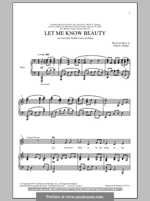 Let Me Know Beauty: For mixed choir by Allan Naplan