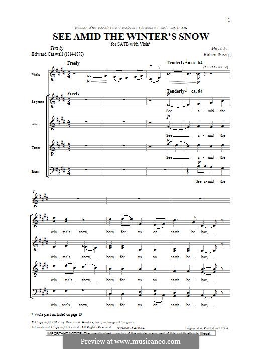 See Amid the Winter's Snow by R. Seiving sheet music on MusicaNeo See Amid the Winter's Snow by R. Seiving sheet music on MusicaNeo