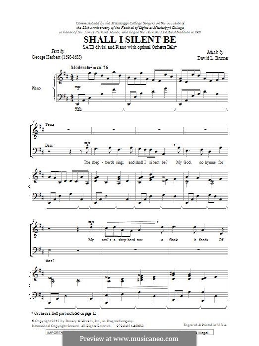Shall I Silent Be: For mixed choir by David L. Brunner