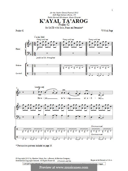 K'Ayal Ta'arog: For mixed choir by Nick Page