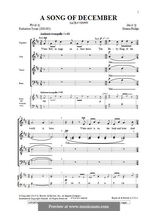 A Song of December: For mixed choir by Sheena Phillips