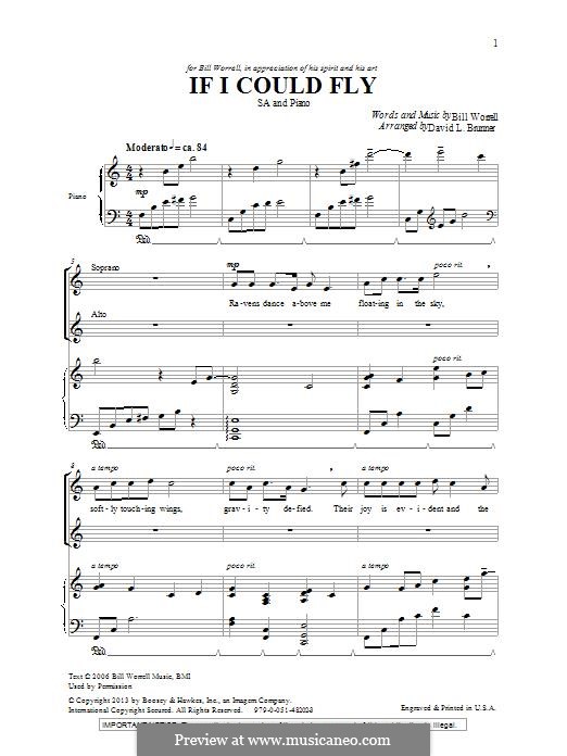 If I Could Fly: For mixed choir by David L. Brunner