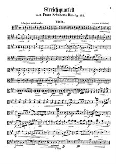 Sonata for Violin and Piano in A Major, D.574 Op.162: Arrangement for string quartet – viola part by Franz Schubert