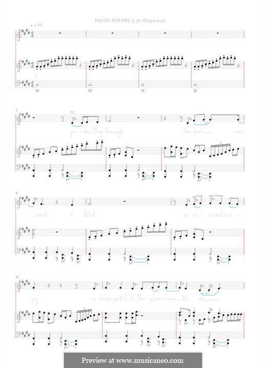 Pagan Poetry (Bjork): For harpsichord by Amund Bjorklund