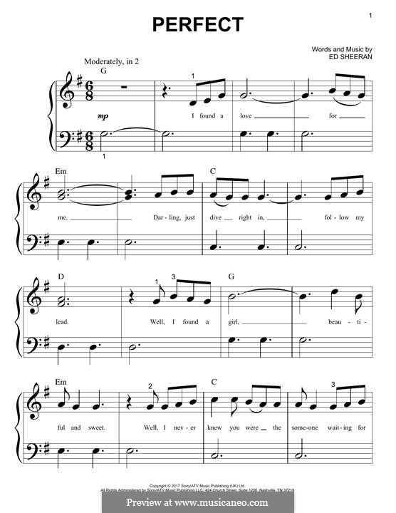 Perfect by E. Sheeran - sheet music on MusicaNeo