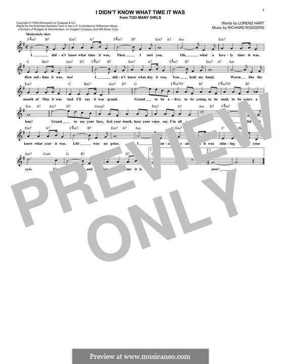 I didn't Know What Time it Was: Melody line by Richard Rodgers