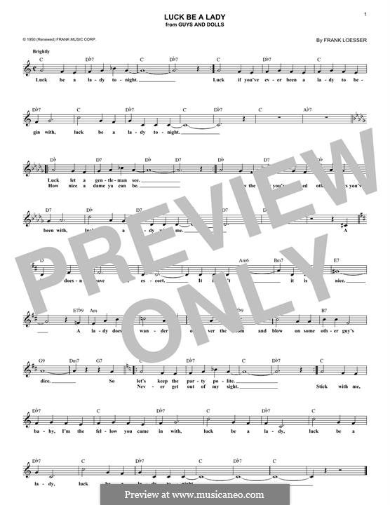 Luck, Be a Lady (from Guys and Dolls) by F. Loesser on MusicaNeo