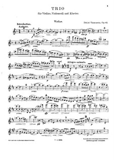 Piano Trio in D Major, Op.62: Violin part by Désiré Thomassin