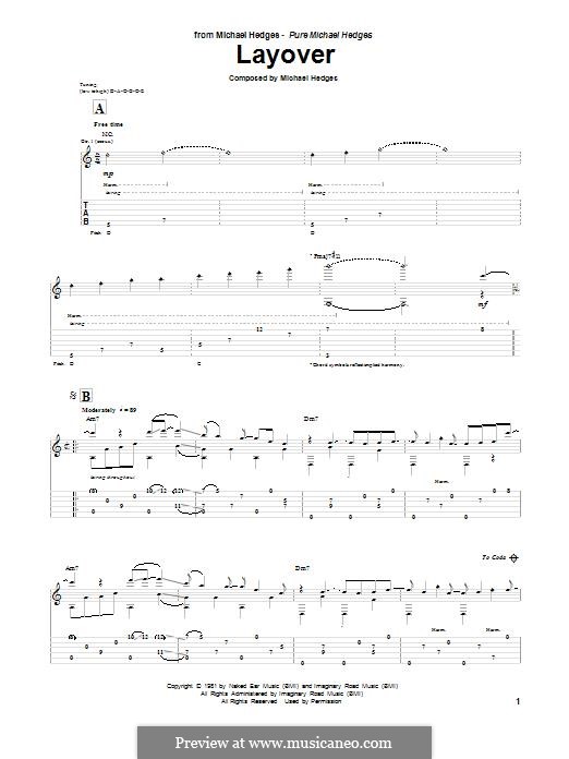 Layover: For guitar with tab by Michael Hedges