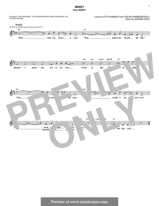 Who?: Melody line by Jerome Kern