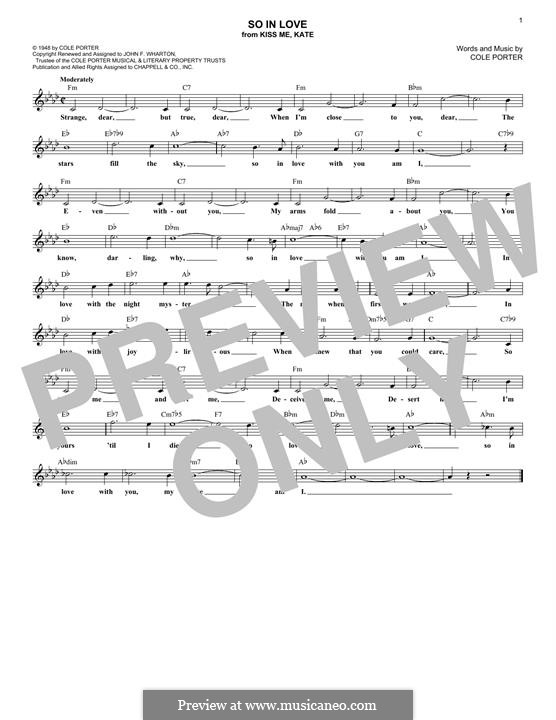 So in Love: Melody line by Cole Porter