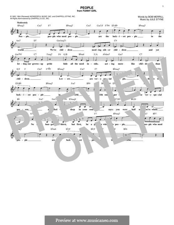 People from Funny Girl (Barbra Streisand): Melody line by Jule Styne