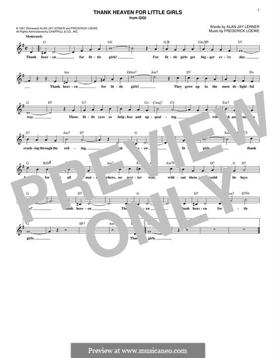 Thank Heaven for Little Girls (Maurice Chevalier): Melody line by Frederick Loewe