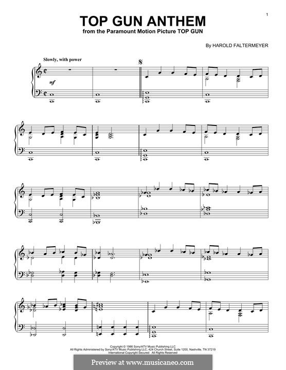 Top Gun (Anthem): For piano by Harold Faltermeyer