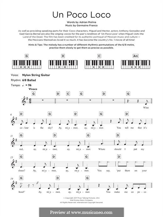 Un Poco Loco (from 'Coco'): For keyboard by Germaine Franco