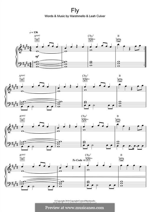Fly (feat. Leah Culver) by Marshmello, L. Culver - sheet music on MusicaNeo Fly (feat. Leah Culver) by Marshmello, L. Culver - sheet music on MusicaNeo