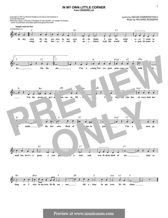 In My Own Little Corner From Cinderella By R Rodgers On Musicaneo