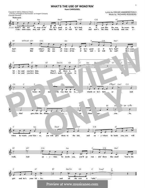 What's the Use of Wond'rin': Melody line by Richard Rodgers