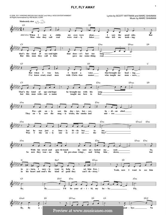 Fly, Fly Away (from Catch Me If You Can): Melody line by Marc Shaiman