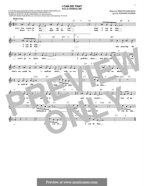 I Can Do That (from A Chorus Line) by M. Hamlisch on MusicaNeo