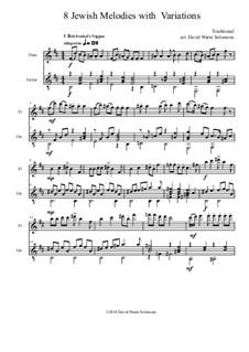 Eight Jewish Melodies: Complete set, with variations for flute and guitar by folklore