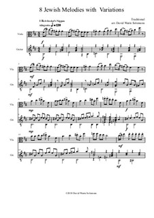 Eight Jewish Melodies: Complete set, with variations for viola and guitar by folklore