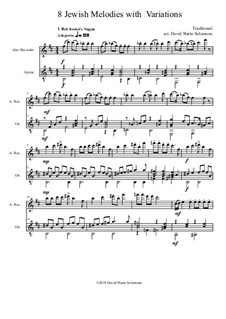 Eight Jewish Melodies: Complete set, with variations for alto recorder and guitar by folklore