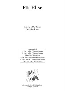 For Elise, WoO 59: For brass sextet by Ludwig van Beethoven