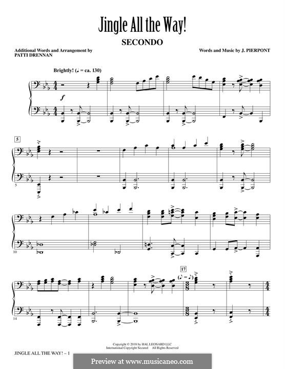 Vocal version: For voices and piano four hands by James Lord Pierpont