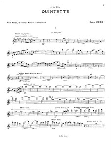 Quintet for Strings and Piano in C Major: Violin I part by Jean Cras