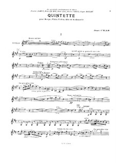 Quintet for Flute, Strings and Harp (or Piano): Violin part by Jean Cras