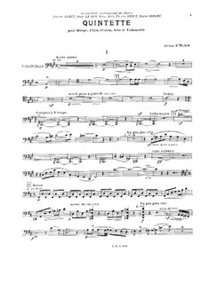 Quintet for Flute, Strings and Harp (or Piano): Cello part by Jean Cras