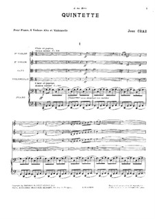 Quintet for Strings and Piano in C Major: Full score by Jean Cras