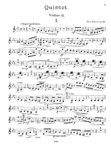 Quintet for Horn (or Viola) and Strings in E Flat Major, Op.49: Violin II part by Emil Kreuz