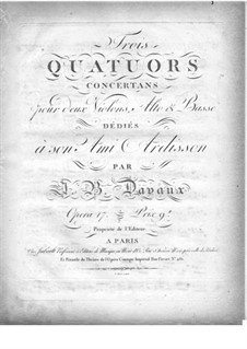 Three String Quartets, Op.17: Violin II part by Jean-Baptiste Davaux