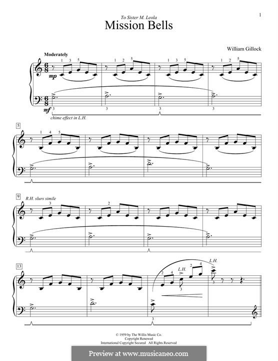 Mission Bells by W. Gillock - sheet music on MusicaNeo
